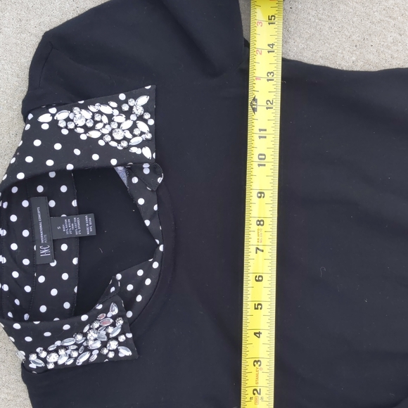 INC black white polka dot embellished bling jewels collar sweater shirt pullover - Picture 8 of 17